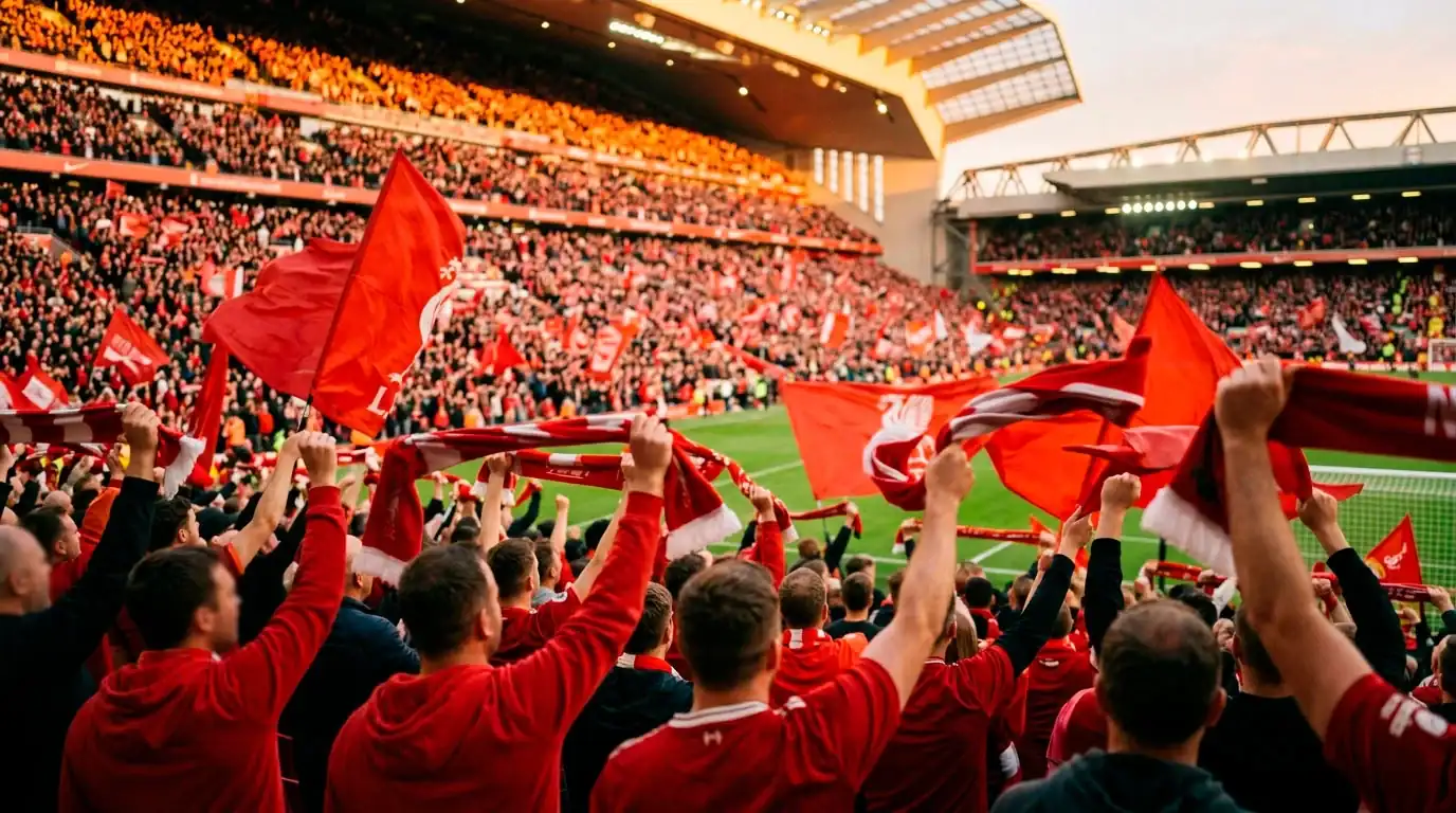 Supporters suisses agitant des drapeaux dans un stade lors d'un match de la Nati