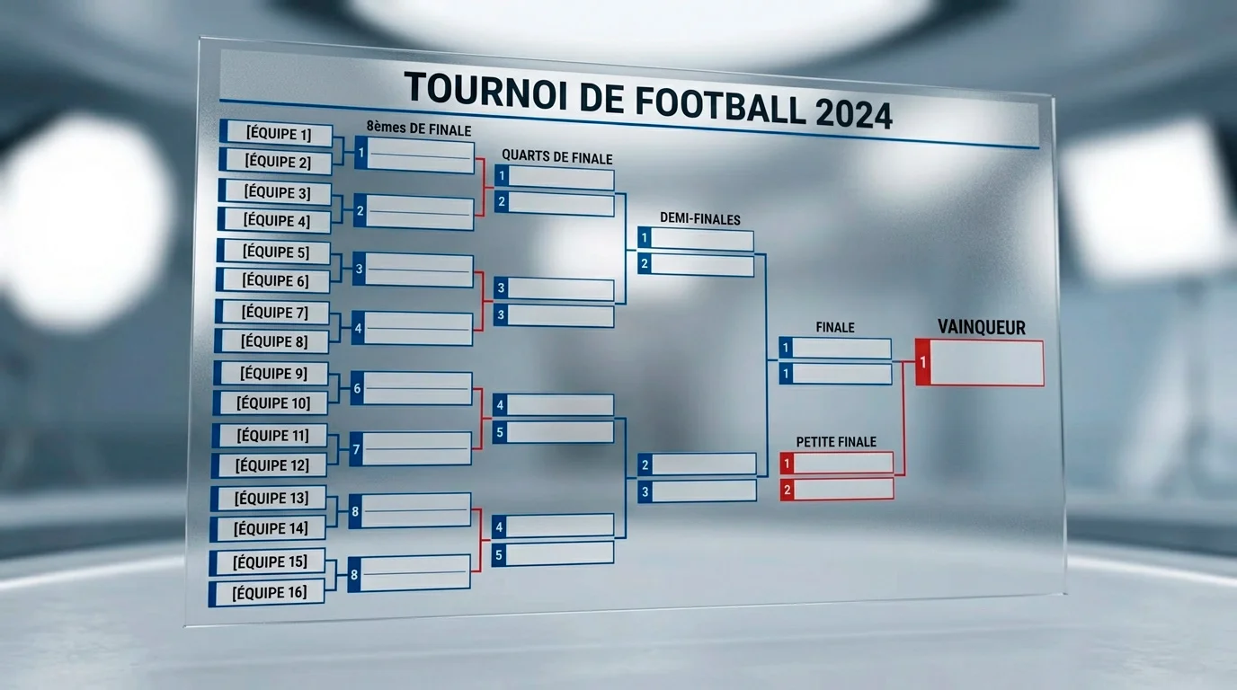 Tableau des huitièmes de finale d'une Coupe du Monde en cours de remplissage