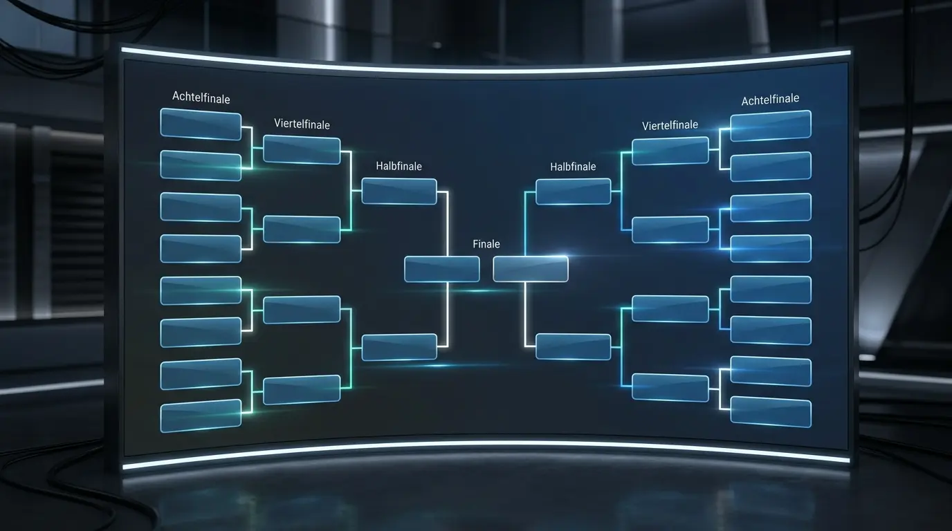 Illustration d'un tableau d'élimination directe de tournoi de football